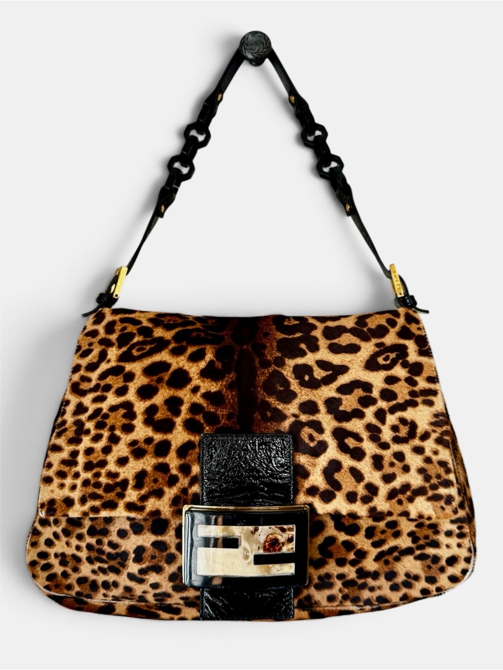 FENDI Leopard Print Calf Hair Mama Forever Bag